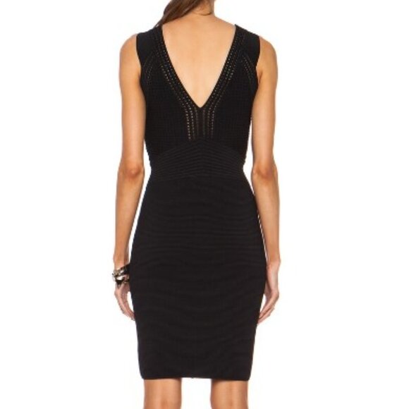 NWT Diane Von Furstenberg Barcelona Black Heavy Knit Zip Front Dress - Sz P - Picture 3 of 16